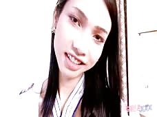 Asian Tgirl Stunner Peach Cosplay Airline Girl